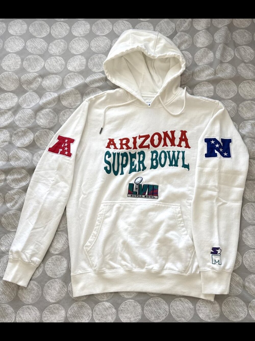 Starter Super Bowl LVII Arizona NFL Women's Cream Hooded Hoodie Sweater Sz M